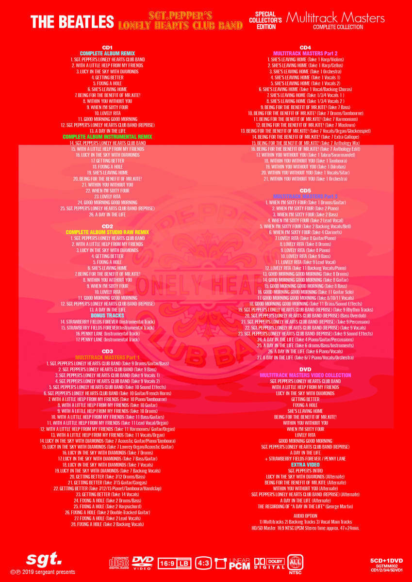 The Beatles SGT. Pepper's Lonely Hearts Club Band Multitrack Masters 5CD 1DVD Set