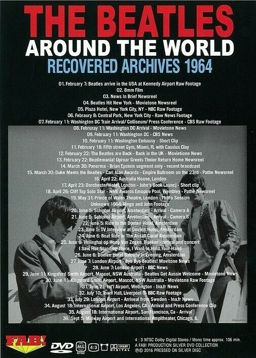 The Beatles Around The World Recovered Archives 1964 DVD 1 Disc 36 Tracks Music