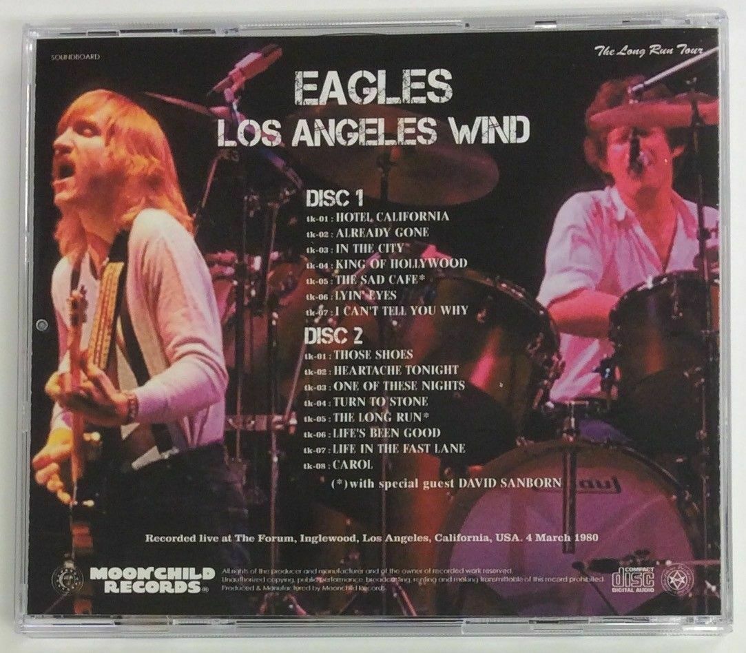 Eagles Los Angeles Wind 1980 CD 2 Discs Set The Long Run Tour Moonchild Music