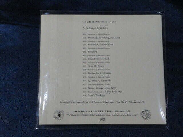 Charlie Watts Quintet Aoyama Concert 1991 CD 1 Disc 18 Tracks Empress Valley