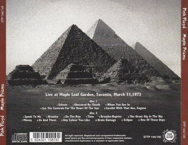 Pink Floyd Maple Prisms 1973 March 11 Toronto CD 2 Discs 17 Tracks Music Rock