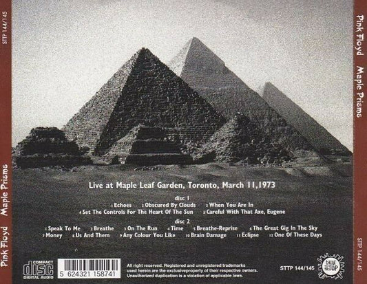 Pink Floyd Maple Prisms 1973 March 11 Toronto CD 2 Discs 17 Tracks Music Rock