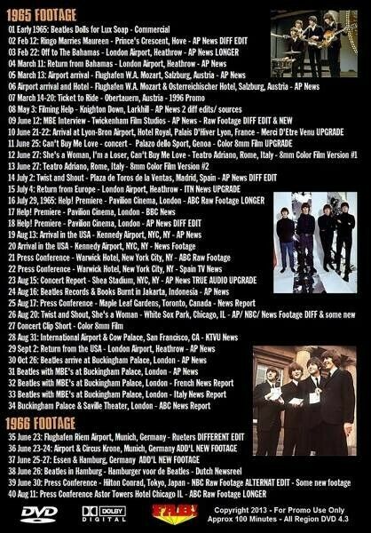 The Beatles Run For Your Life Recovered Archives 1964-1965 1DVDR 41 Tracks