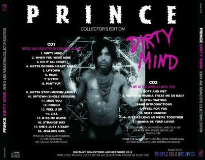 Prince Dirty Mind Collector's Edition Remix And Remaster 2CD PGA