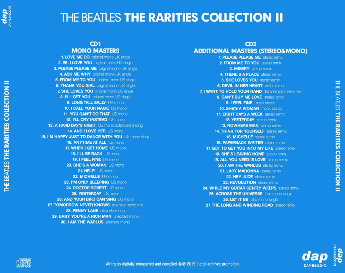 The Beatles The Rarities Collection 1 & 2 Original Analog Masters CD 4 Discs Set