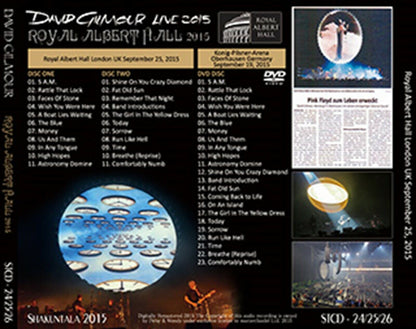 David Gilmour September 2015 Royal Albert Hall 2CD 1DVD