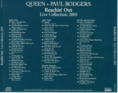 Queen Paul Rodgers 2005 Live Collection Reachin' Out CD 3 Discs 51 Tracks Music