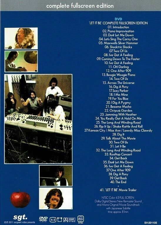 The Beatles Let It Be Complete Fullscreen Edition DVD 1 Disc 41 Tracks Music F/S