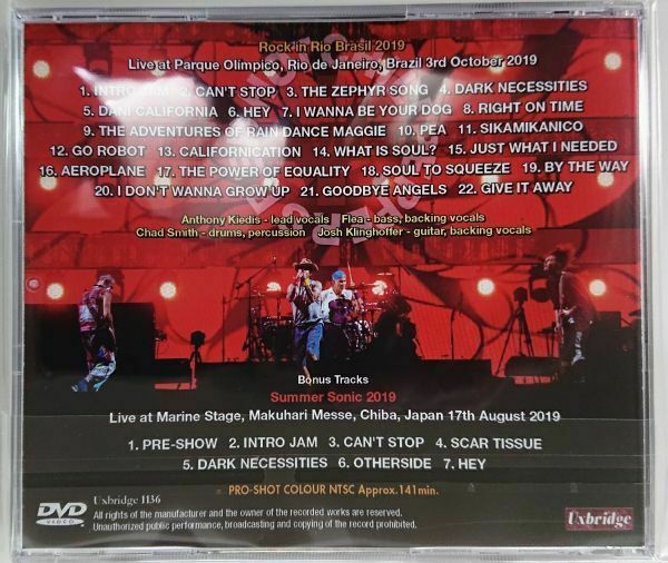Red Hot Chili Peppers Rock In Rio Brasil 2019 3rd October DVD 1 Disc