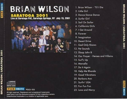 Brian Wilson Saratoga 2001 July 15th New York CD 1 Disc 23 Tracks Music Rock F/S