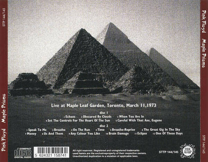 Pink Floyd Maple Prisms 1973 March 11 Toronto CD 2 Discs 17 Tracks Music Rock