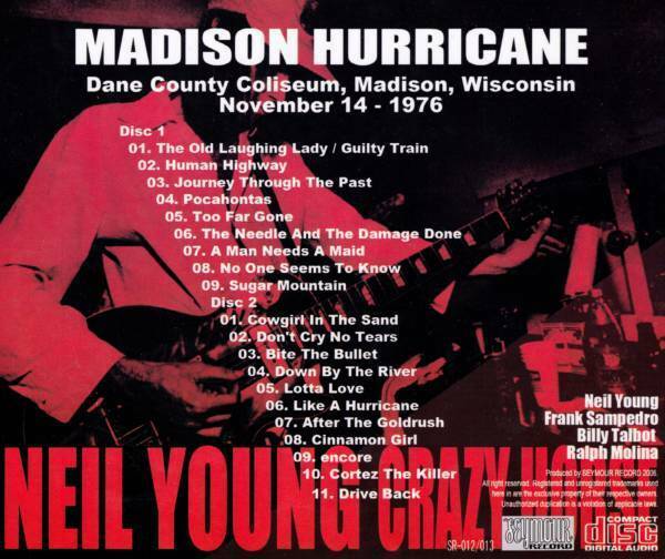 Neil Young And Crazy Horse Madison Hurricane 1976 Wisconcin 2CD