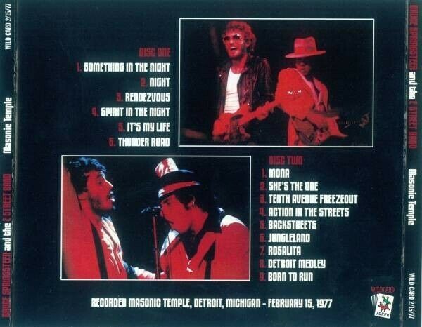 Bruce Springsteen And The E Street Band Masonic Temple 1977 CD 2 Discs 15 Tracks