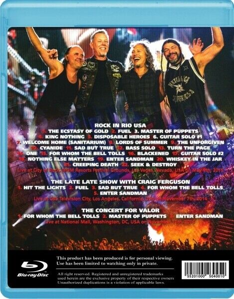 METALLICA Rock In Rio USA 2015 Blu-ray 1BDR