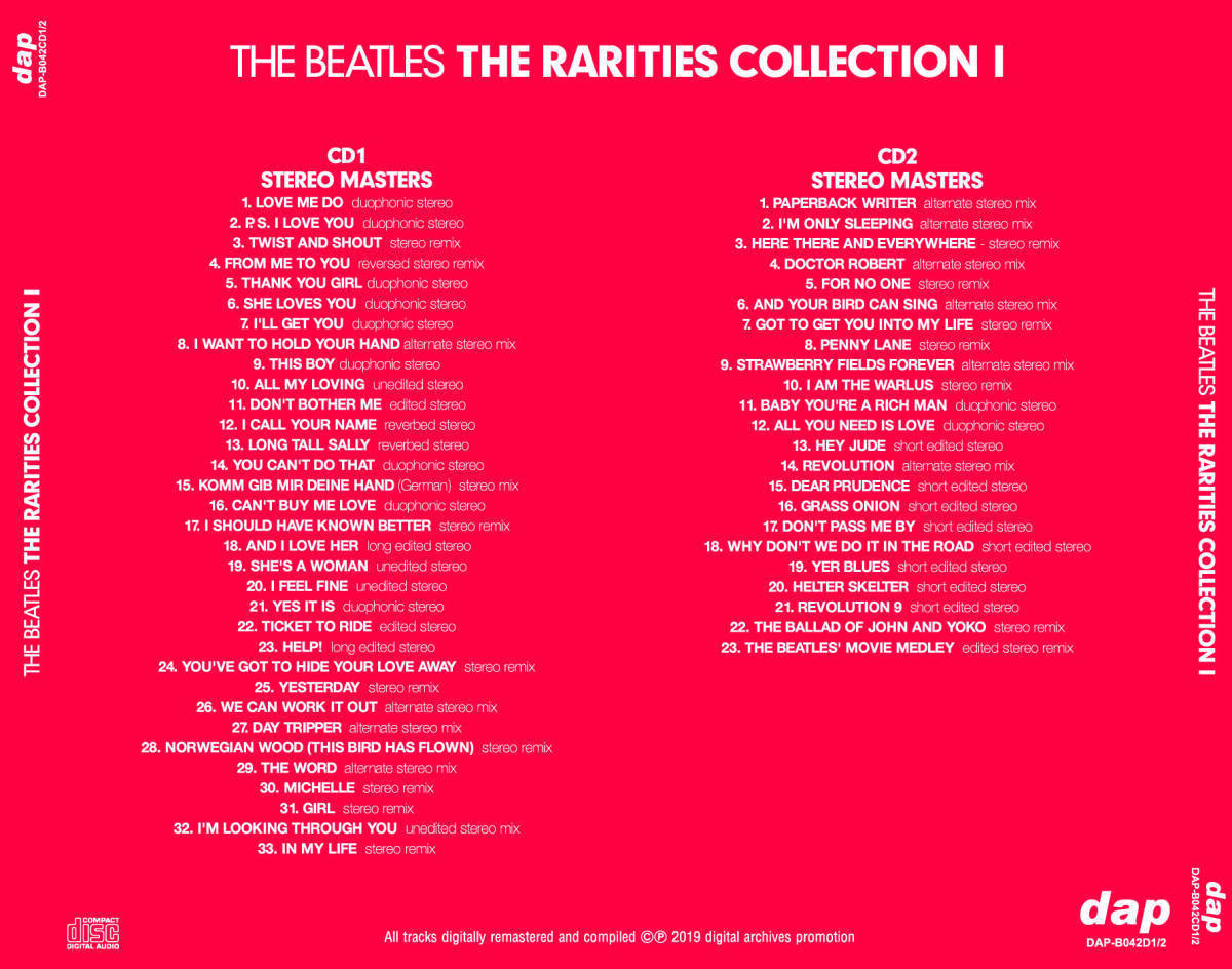 The Beatles The Rarities Collection 1 & 2 Original Analog Masters CD 4 Discs Set