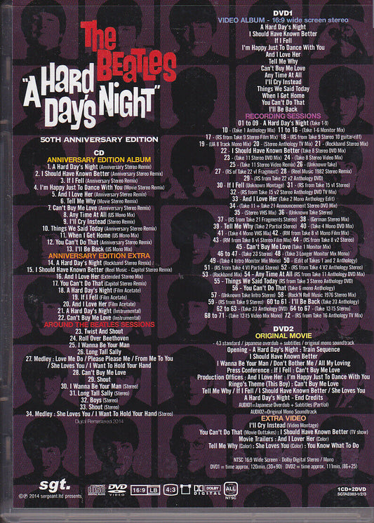 THE BEATLES / A HARD DAYS NIGHT 50TH ANNIVERSARY EDITION 1CDR 2DVDR