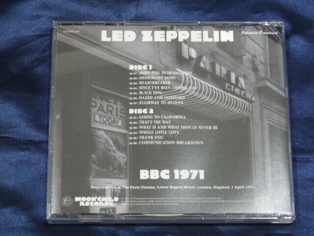 Led Zeppelin BBC 1971 A Cover CD 2 Discs 13 Tracks Moonchild Records Music Rock