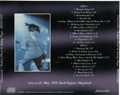 Jimmy Page Robert Plant Crossroads Bush Empire 1998 CD 2 Discs 19 Tracks Music