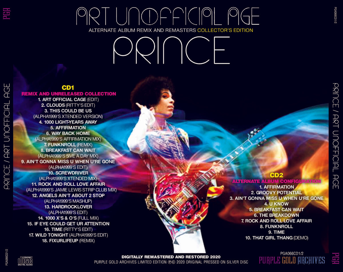 Prince Art Unofficial Age Alternate Album Remix And Remasters 2CD PGA
