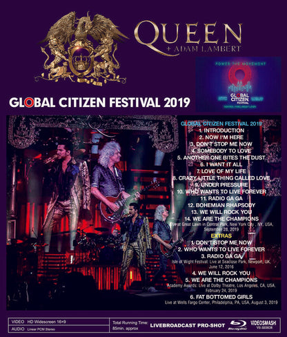 Queen + Adam Lambert / Global Citizen Festival 2019 Blu-ray 1BDR