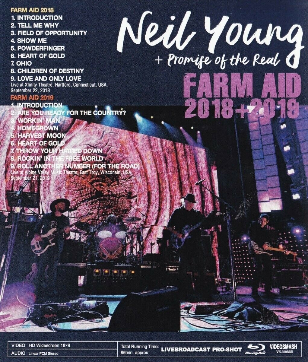 Neil Young Promise of The Real FARM AID 2018 + 2019 Blu-ray 1 Disc Case Set