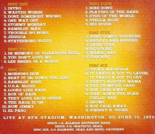 The Allman Brothers Band & Greatful Dead The Longest Day 1973 Washington 6 CD