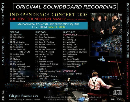 Paul McCartney Independence Concert The Lost Soundboard Master 2008 3 CD 49 Tracks