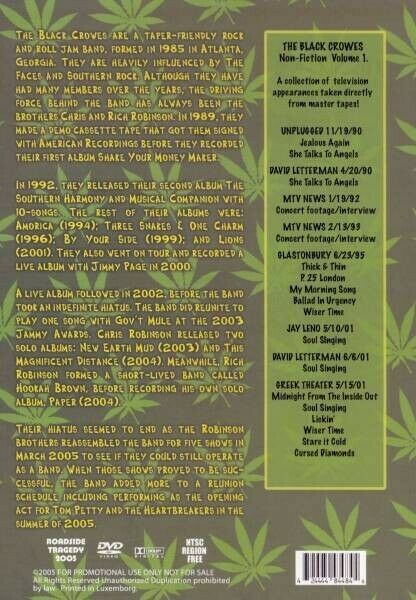 The Black Crowes Non Fiction Volume 1 DVD 1Disc 18 Tracks Digipack Music Rock