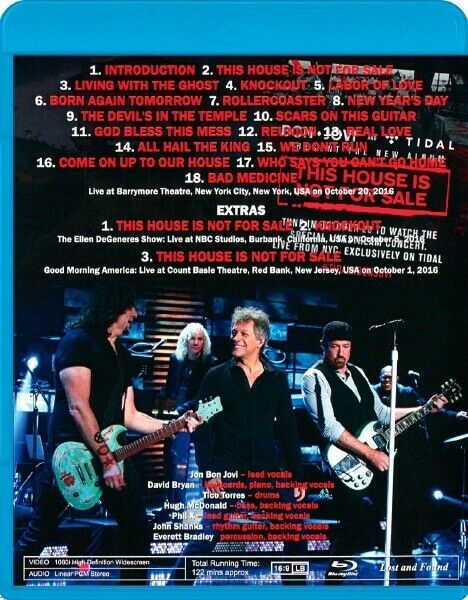 Bon Jovi Not For Sale Yet 2016 October 20 Blu-ray 1 Disc 21 Tracks Rock Music