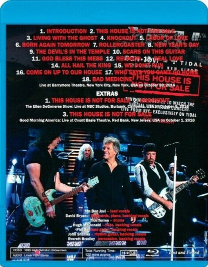 Bon Jovi Not For Sale Yet 2016 October 20 Blu-ray 1 Disc 21 Tracks Rock Music