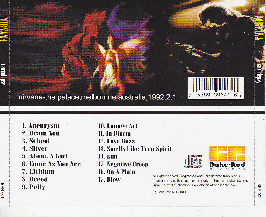 Nirvana Narcolepsy 1992 Melbourne Australia CD 1 Disc 17 Tracks Music Rock F/S