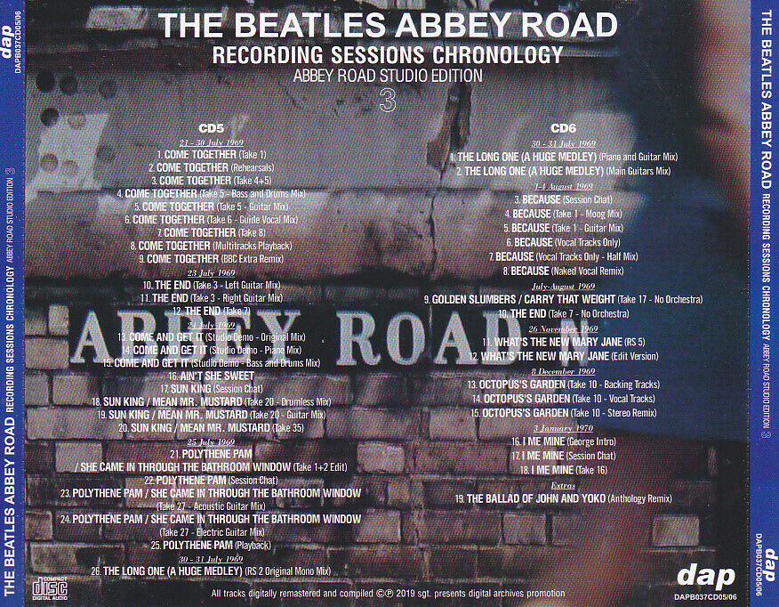 The Beatles Abbey Road Recording Sessions Chronology Vol 3 CD 2 Discs Set F/S
