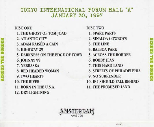 Bruce Springsteen Across The Border 1997 Tokyo CD 2 Discs 23 Tracks Music Rock