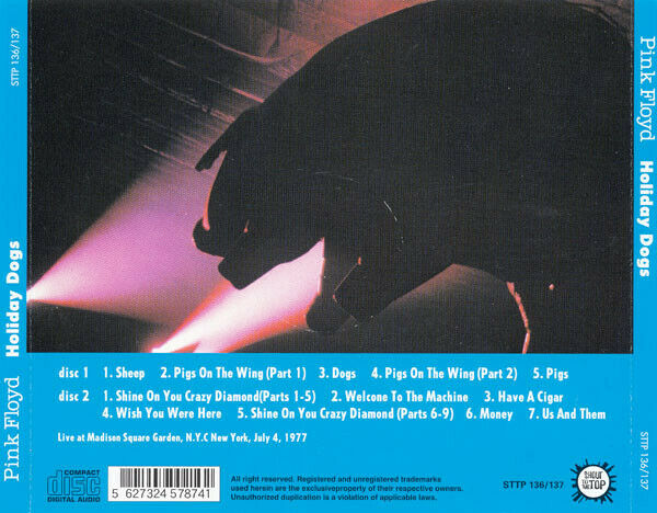 Pink Floyd Holiday Dogs 1977 Madison Square Garden 2CD