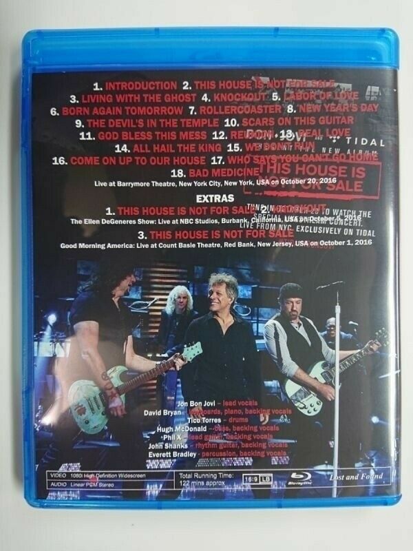 Bon Jovi Not For Sale Yet 2016 October 20 Blu-ray 1 Disc 21 Tracks Rock Music