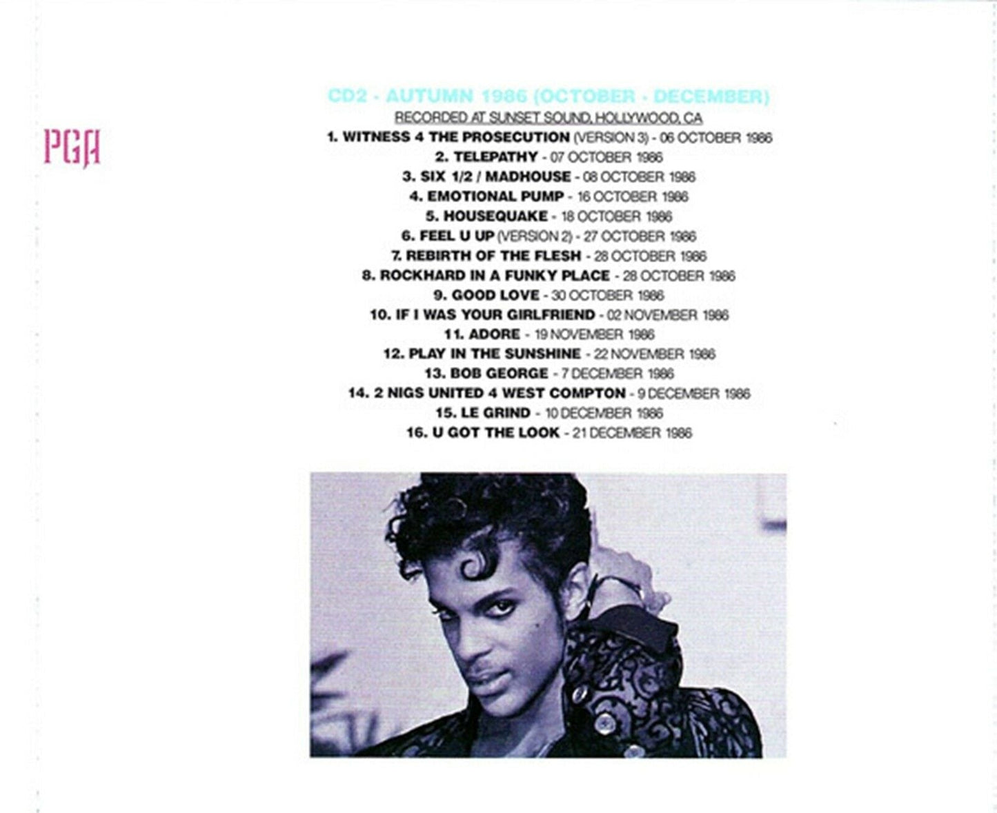 Prince 1986 A Year In The Studio Second Season Summer Autumn 2CD
