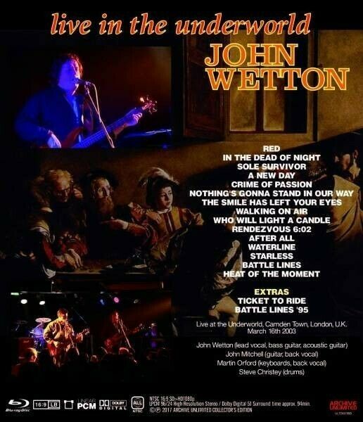 John Wetton Live In The Underworld 2003 Camden Town Blu-ray 1 Disc Music Rock