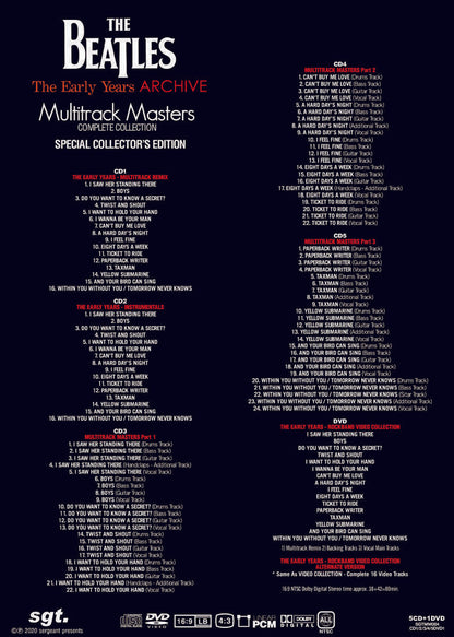 The Beatles The Early Years Archive Multitrack Masters 5 CD 1 DVD Set