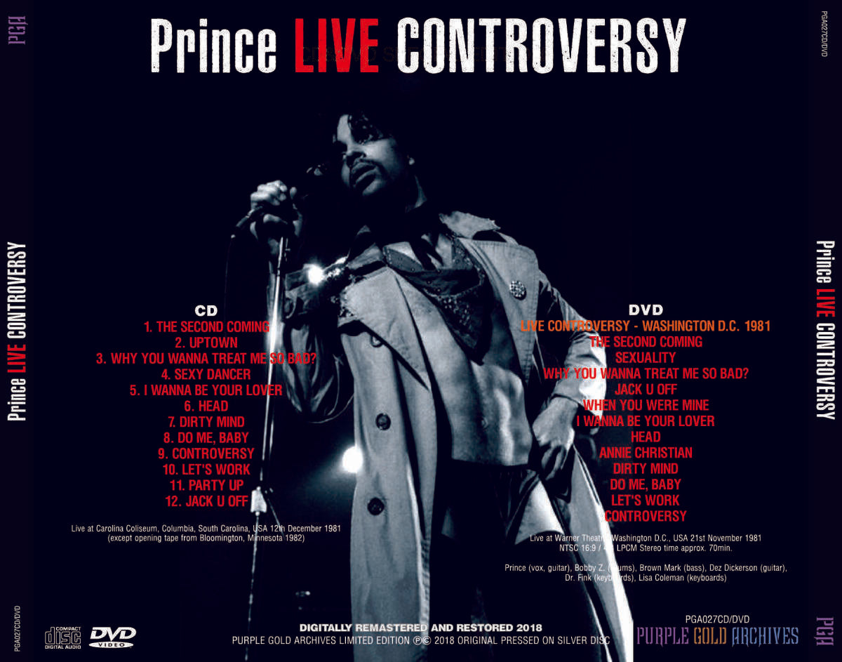 PRINCE Live Controversy Special Edition Controversy Tour 1981 1CD 1DVD Set