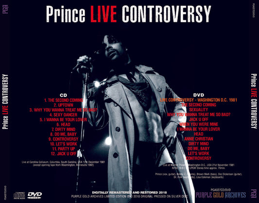 PRINCE Live Controversy Special Edition Controversy Tour 1981 1CD 1DVD Set