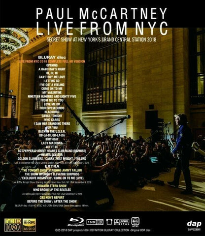 Paul McCartney Live From NYC New York's Grand Central Station 2018 Blu-ray Case