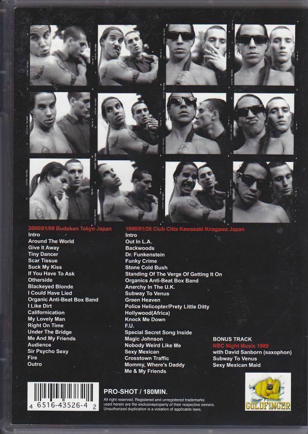 Red Hot Chili Peppers Live In Japan Compilation 2000 DVD 1 Disc Tokyo Kawasaki