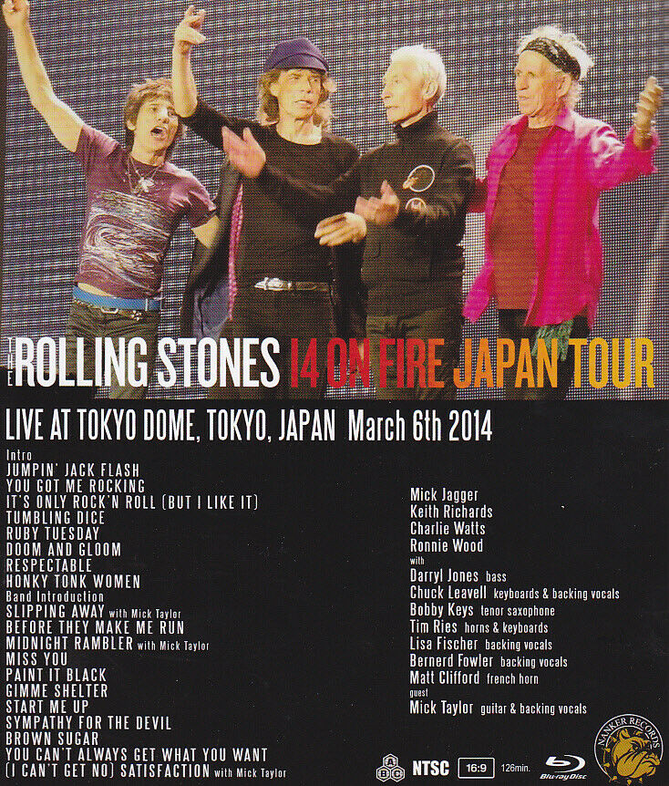The Rolling Stones 14 On Fire 2014 March 6th Tokyo Dome 3rd Night Japan Blu-ray