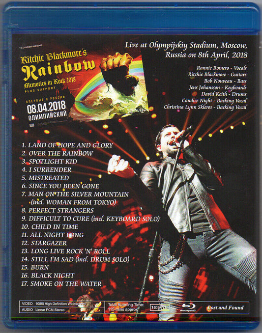 Ritchie Blackmore's Rainbow First Night In Russia 2018 Blu-ray 1 Disc 17 Tracks