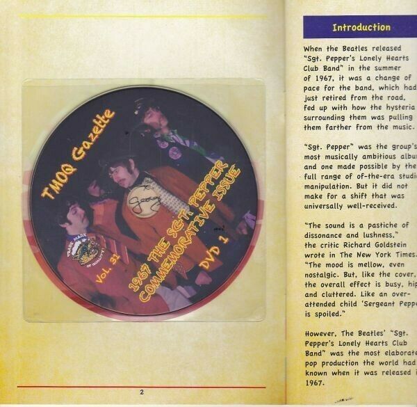 The Beatles 1976 The SGT. Pepper Commemorative Issue TMOQ Gazette 2DVD Booklet