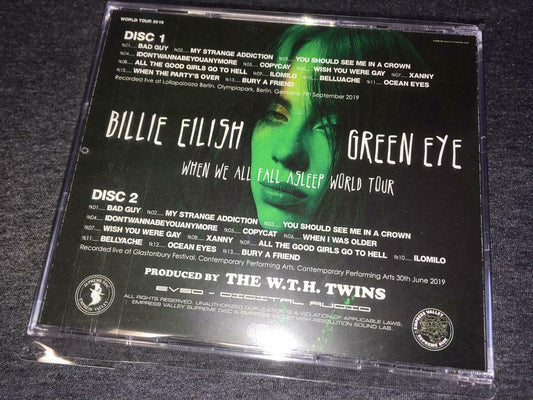Billie Eilish Green Eye When We All Fall Asleep World Tour CD 2 Discs Rock Music