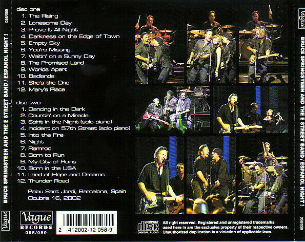 Bruce Springsteen And The E Street Band Espanol Night! 2002 CD 2 Discs 24 Tracks