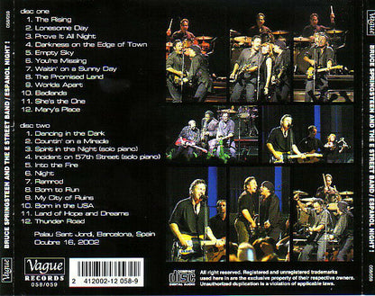 Bruce Springsteen And The E Street Band Espanol Night! 2002 CD 2 Discs 24 Tracks