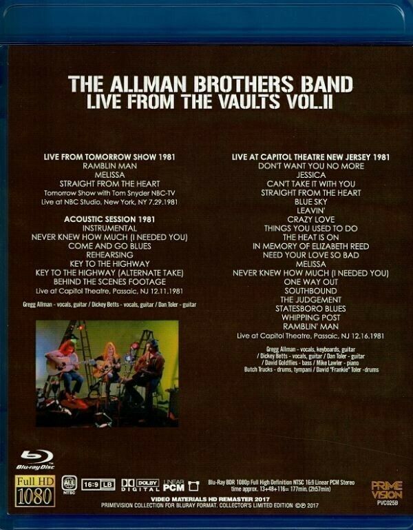 The Allman Brothers Band Live From The Vaults Vol. 1 & 2 Blu-ray 2 Discs Set