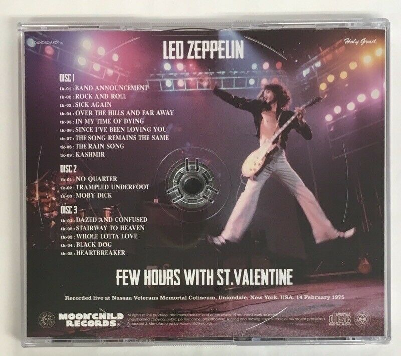 Led Zeppelin Few Hours With St. Valentine 3CD 1975 Soundboard Moonchild